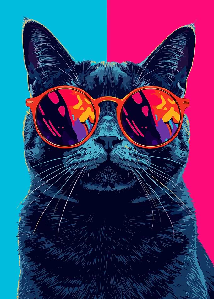 Cool Cat with Sunglasses Pop Art