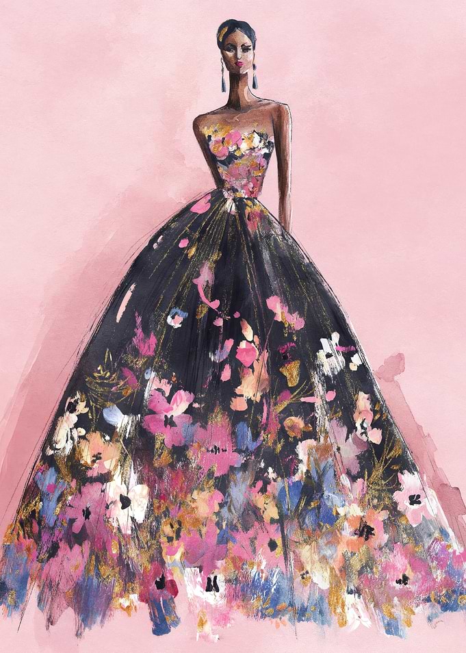 Floral Gown Fashion Illustration