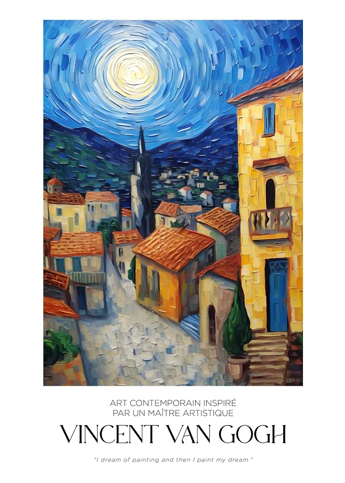Van Gogh Inspired Village Painting