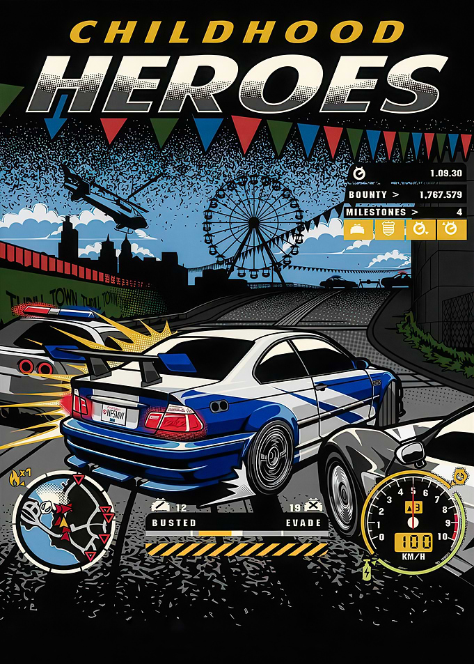 Childhood Heroes: Racing Game Poster