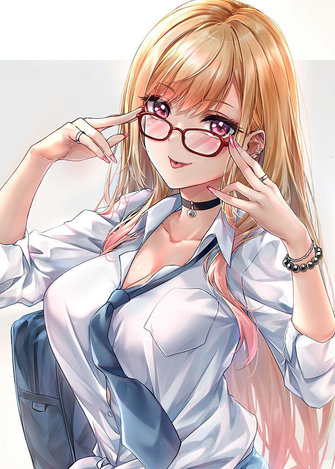 Anime Girl with Glasses and Uniform