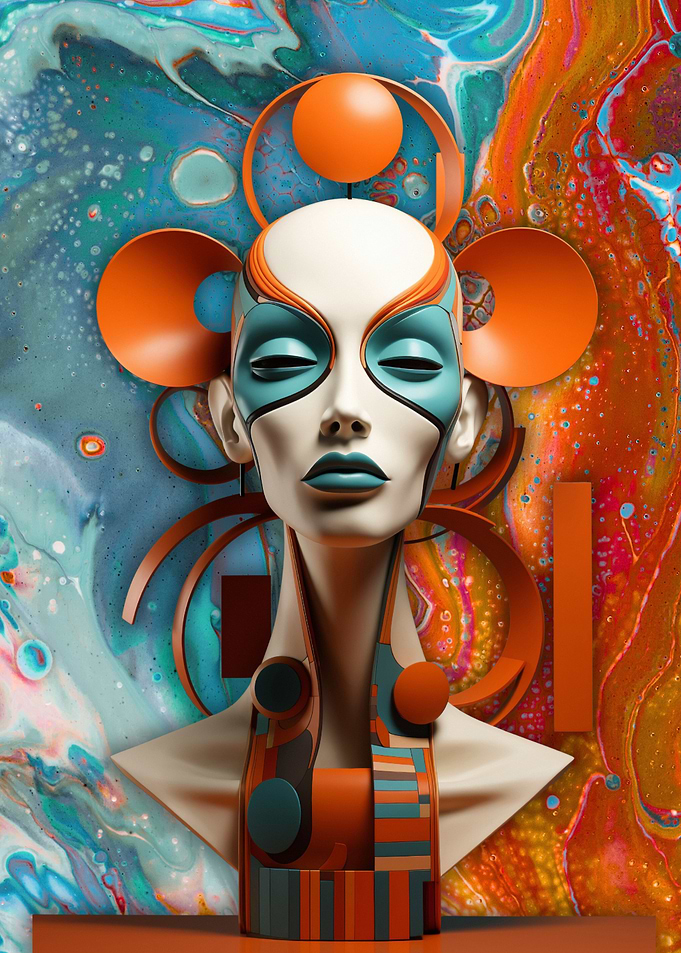 'Futuristic Muse – Abstract Geometric Portrait'