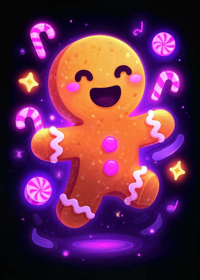 Happy Gingerbread Man with Candy
