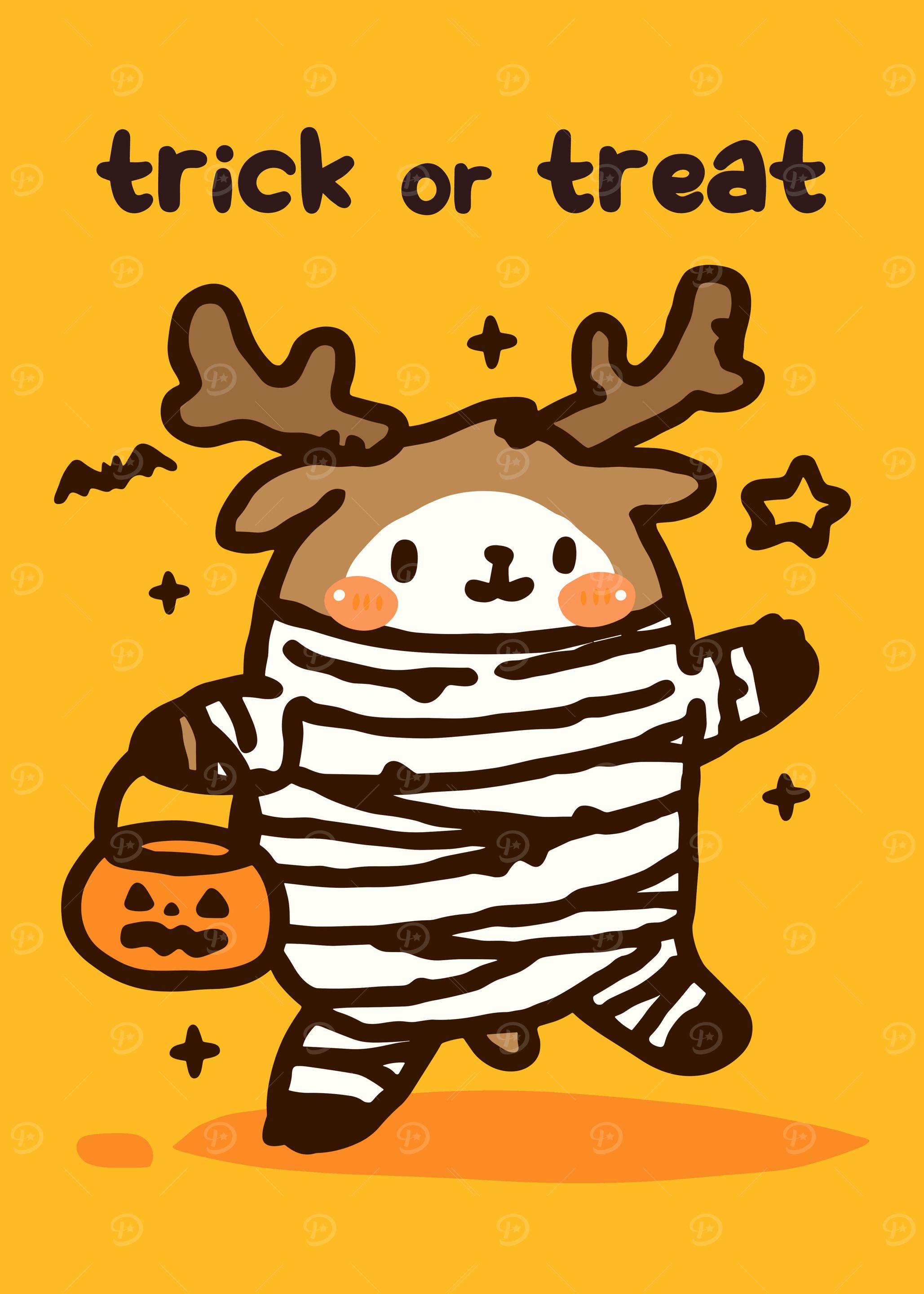 Cute Halloween Deer Mummy Illustration