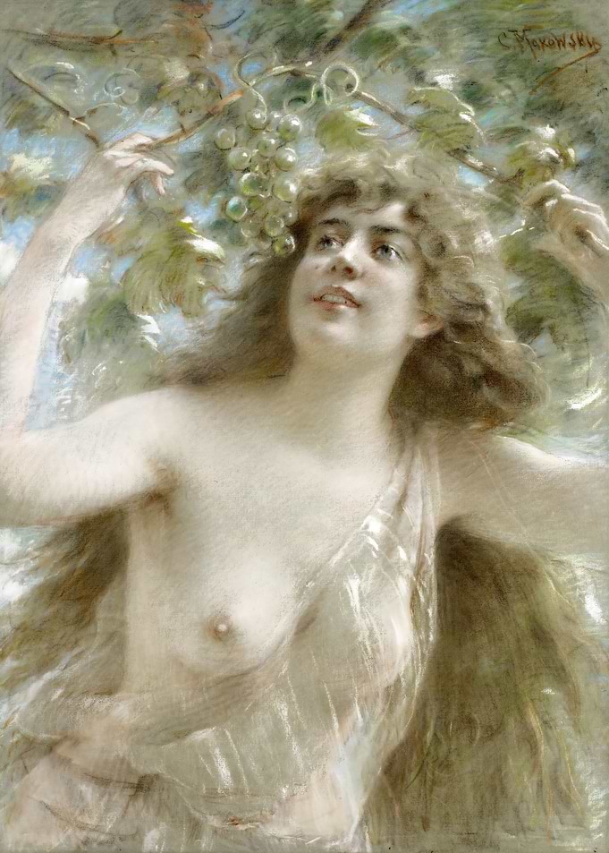 Woman with Grapes Painting