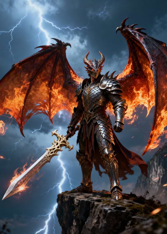 Dragon Knight with Flaming Wings