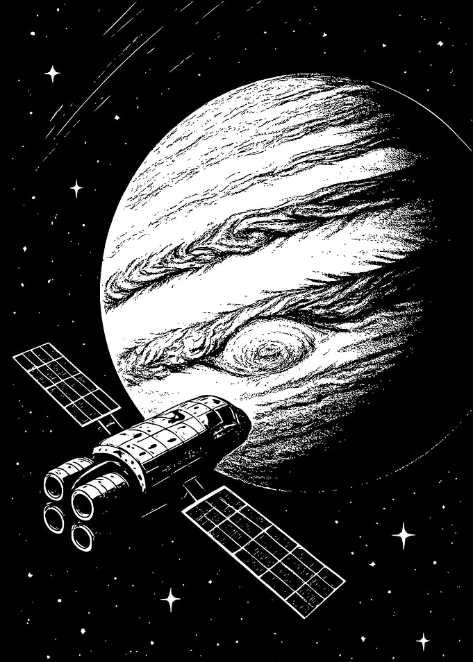 Monochrome Spacecraft Orbiting a Gas Giant