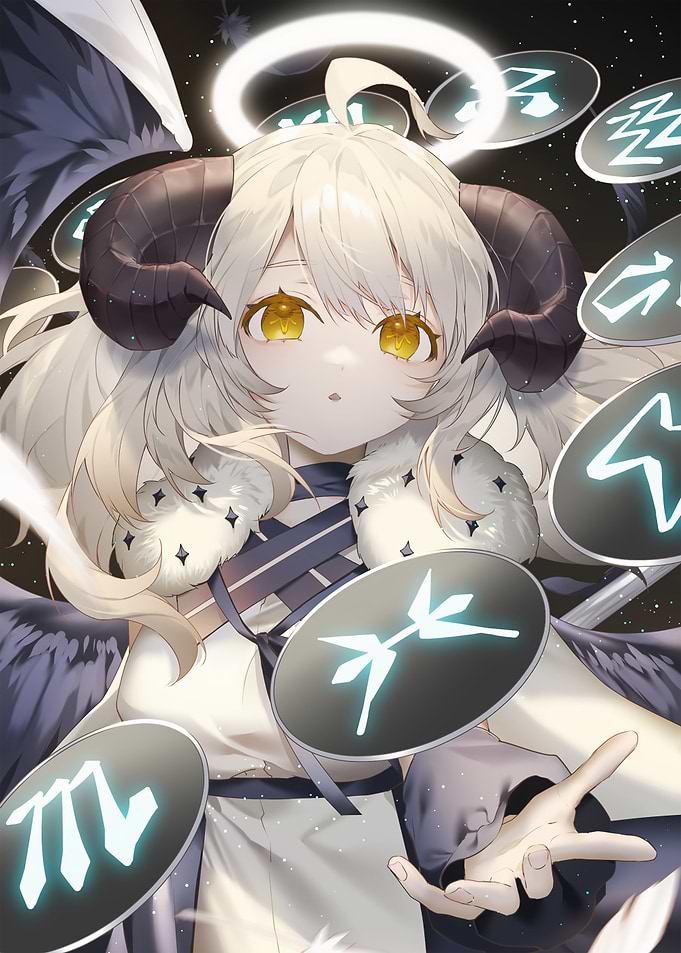 Anime Girl with Horns and Halo
