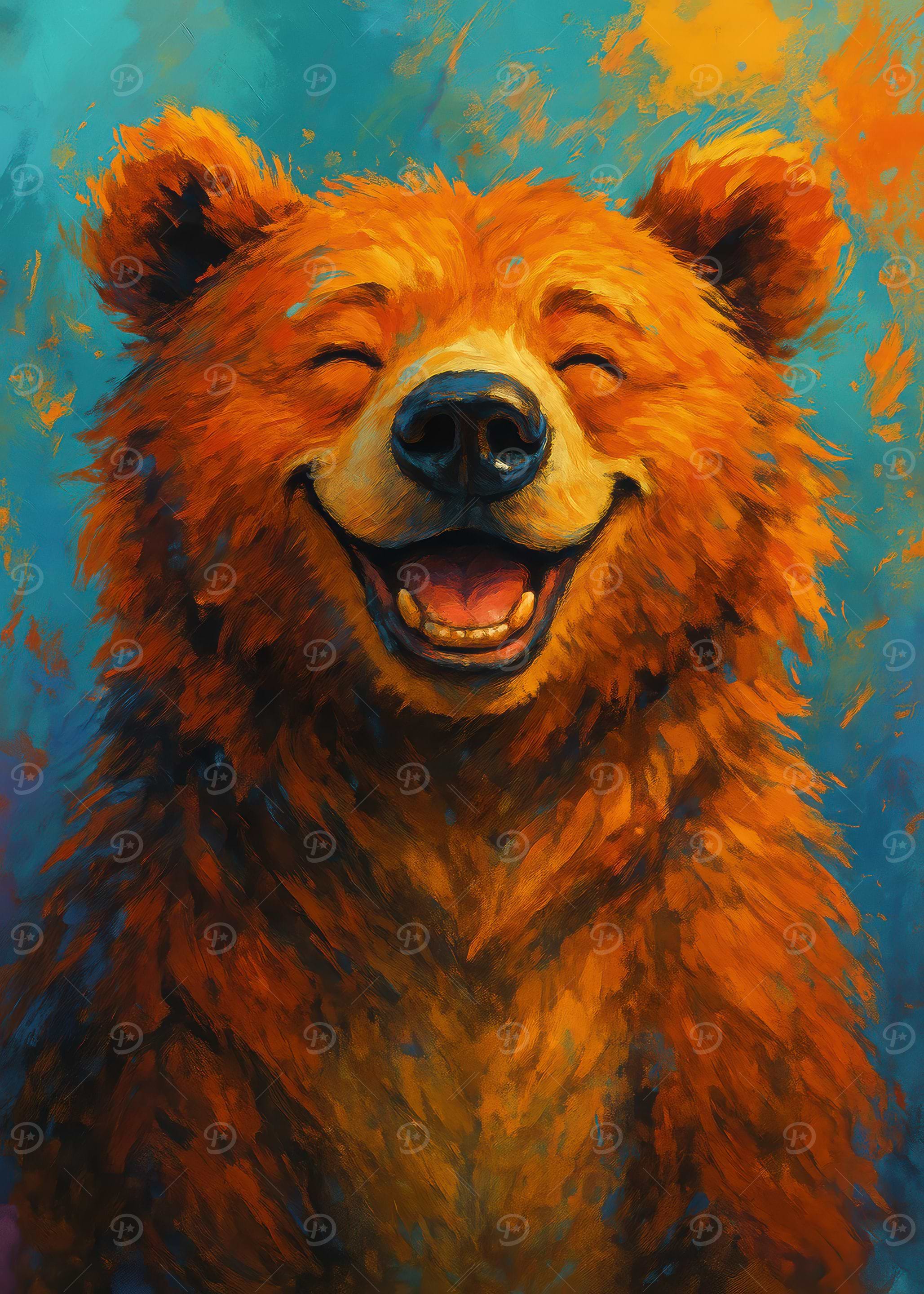 Smiling Brown Bear Painting