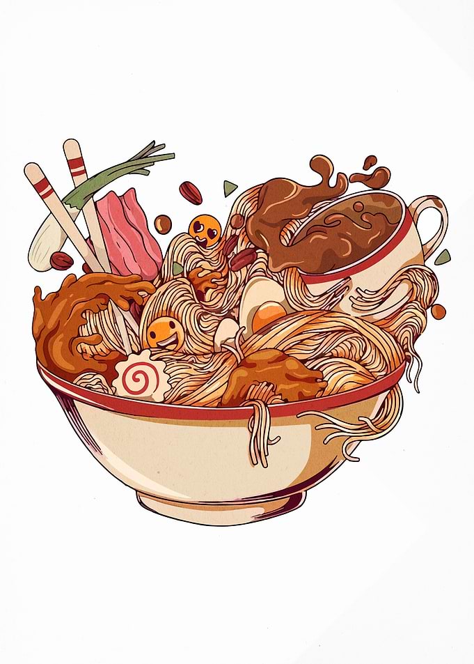 Stylized Ramen Bowl Illustration