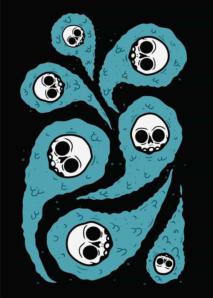 Teal Skull Ghosts Neck Deep