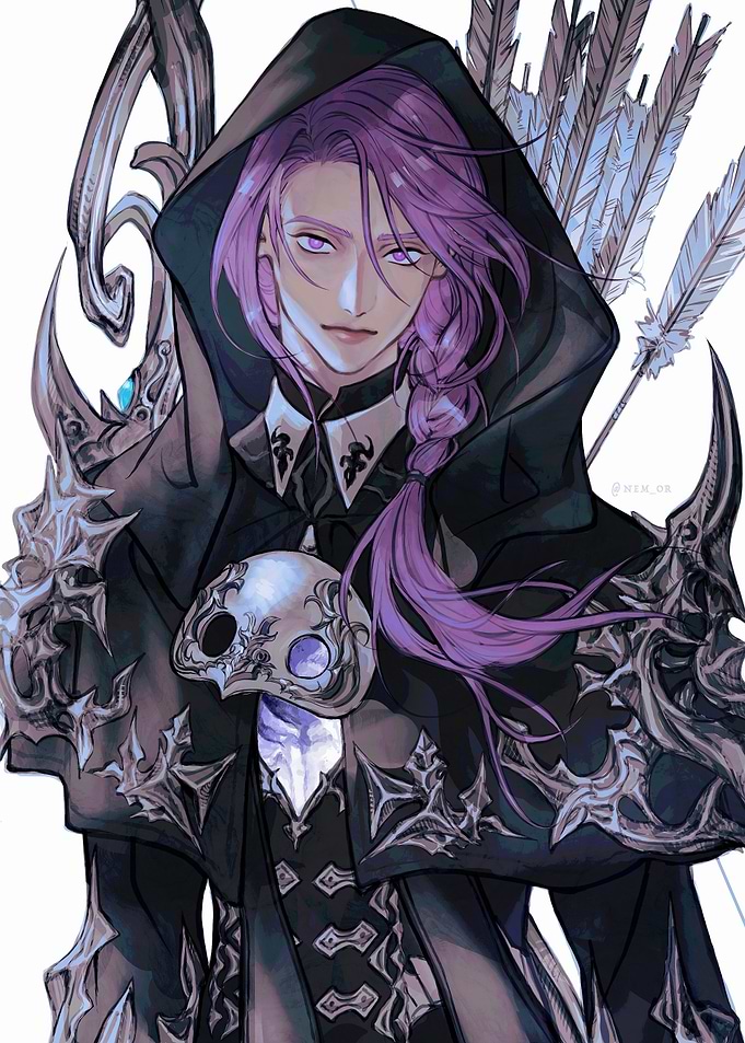 Hooded Archer with Purple Hair