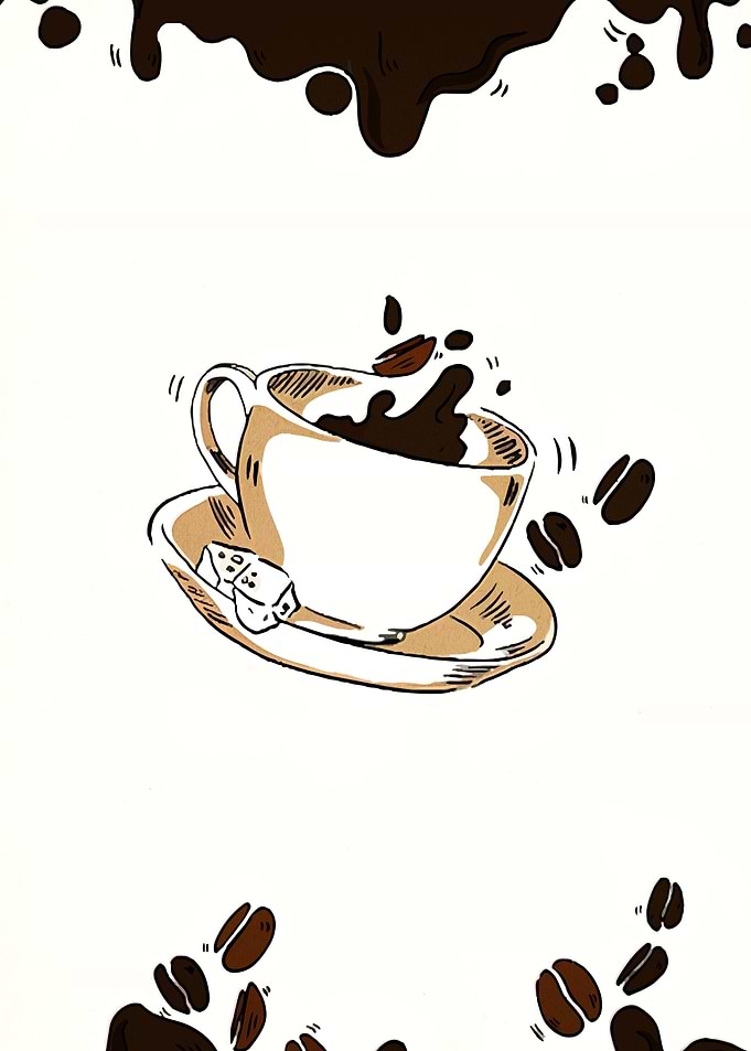 Coffee Cup with Beans and Sugar