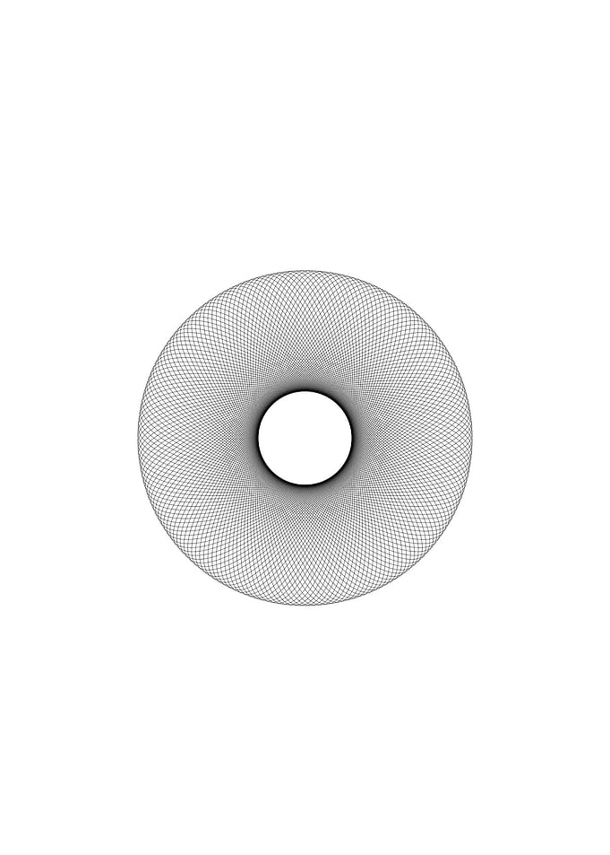 Abstract Donut Shape with Grid Pattern