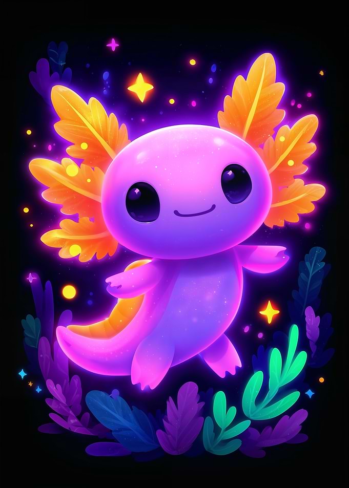 Cute Axolotl in a Magical Setting