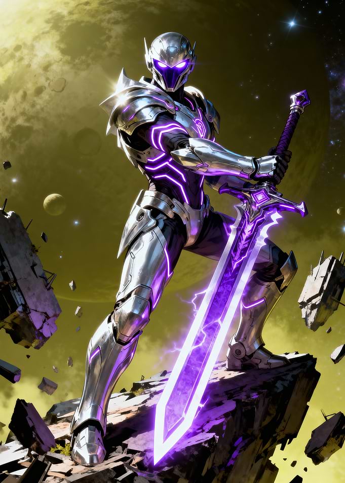 Futuristic Knight with Energy Sword