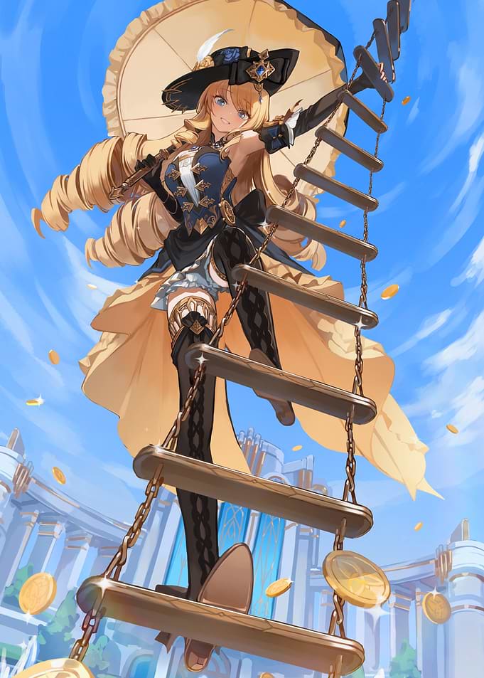 Girl Climbing Ladder to Sky