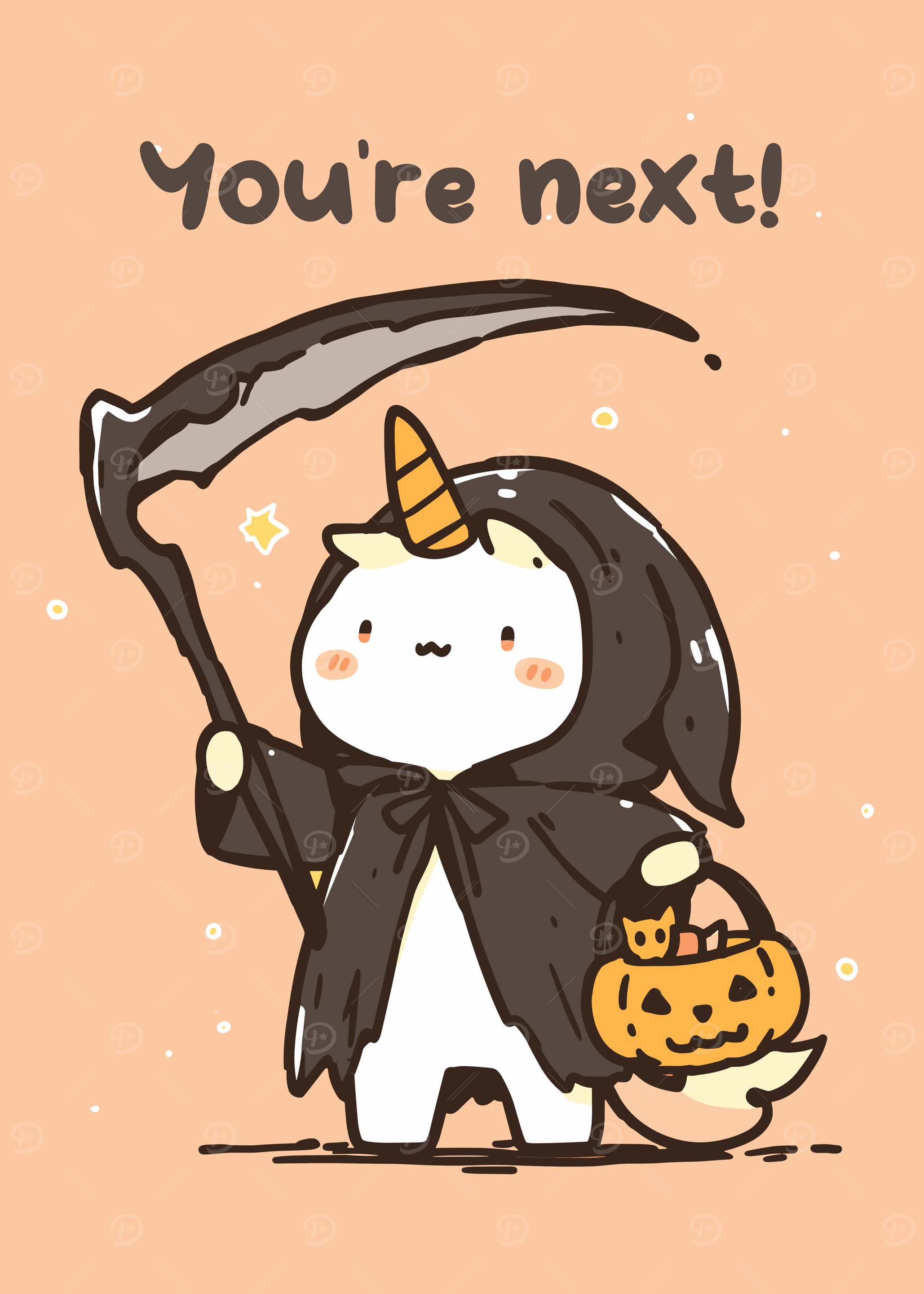 Cute Unicorn Grim Reaper Halloween