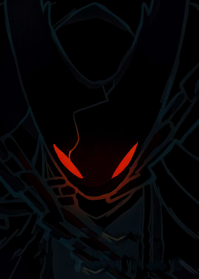 Dark Figure with Glowing Red Eyes