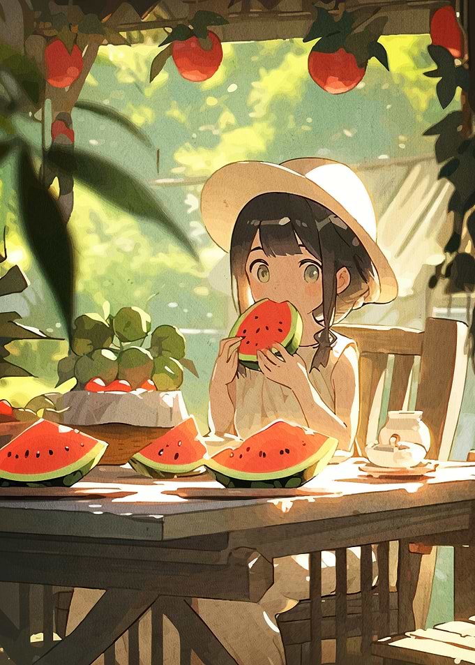 Anime Girl Watermelon Summer