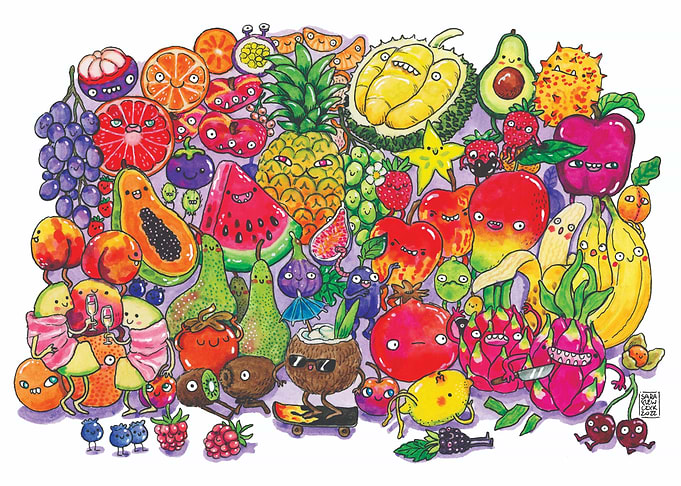 Cartoon Fruits Illustration