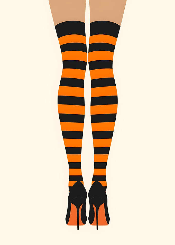 Striped Stockings and Heels Illustration