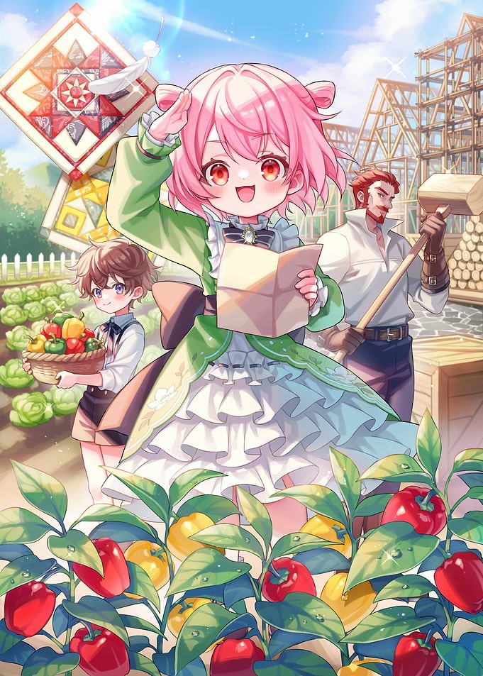 Anime Girl in Garden with Helpers