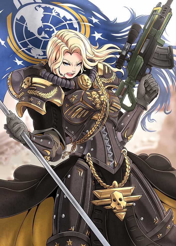 Anime-style Warrior with Futuristic Weapon