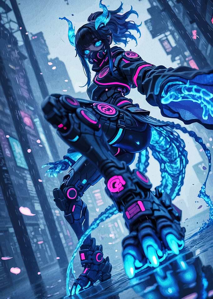 Cyberpunk Girl in Futuristic Cityscape