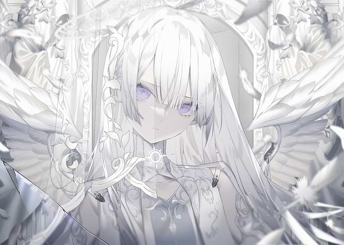 White Angelic Anime Girl Portrait