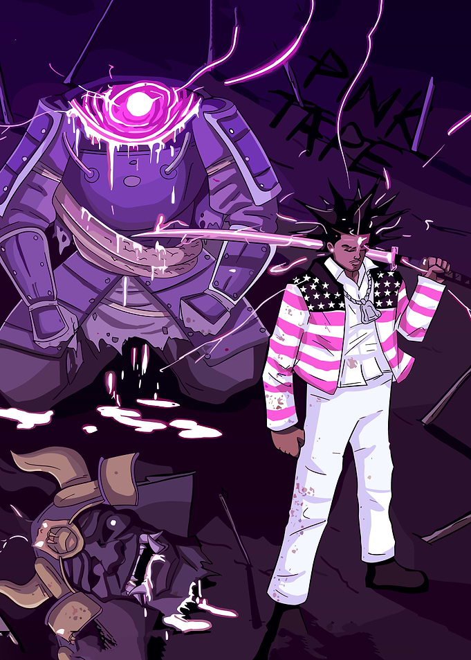 Lil Uzi Vert Pink Tape Cartoon Illustration