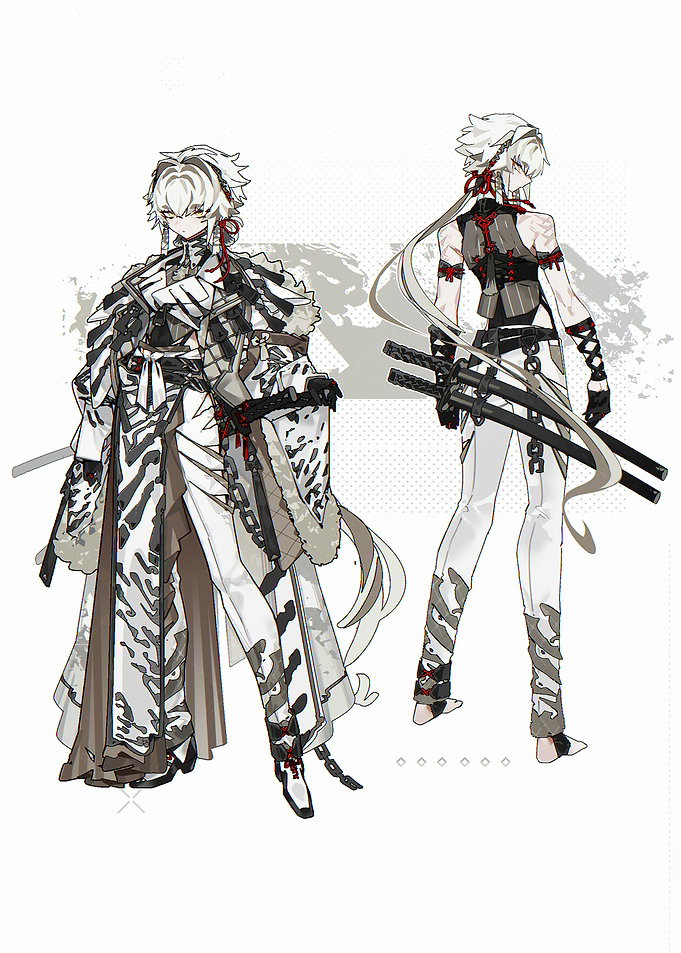 Anime character design with swords