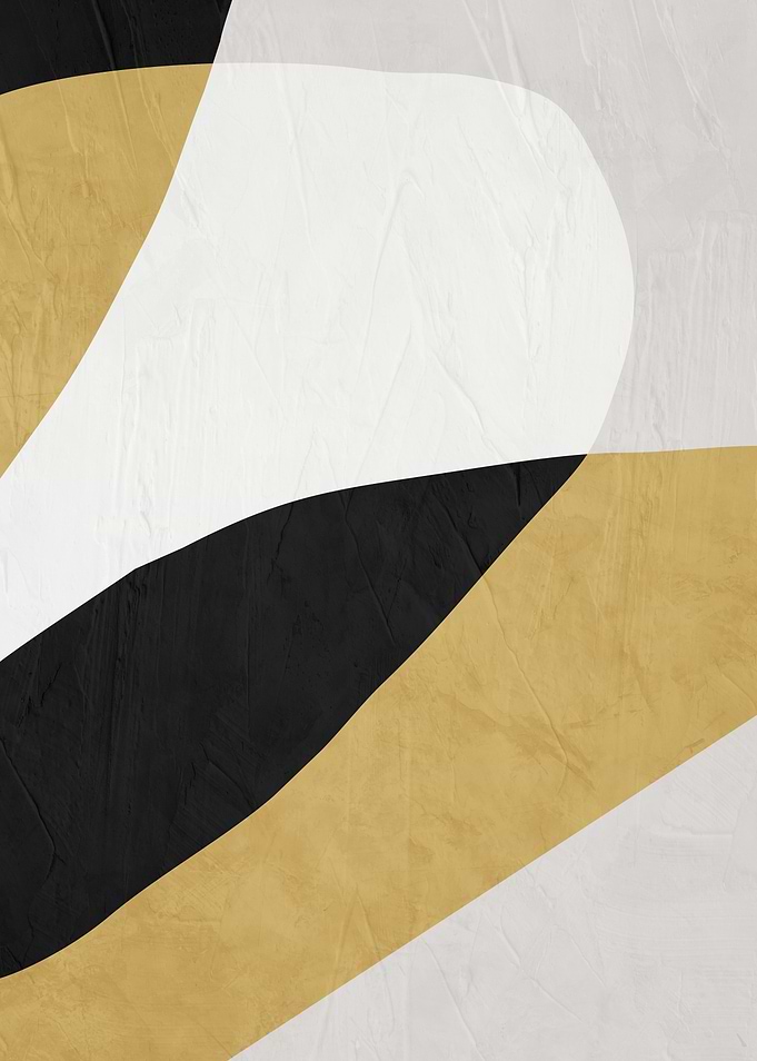Abstract Shapes in Black, Gold, and White