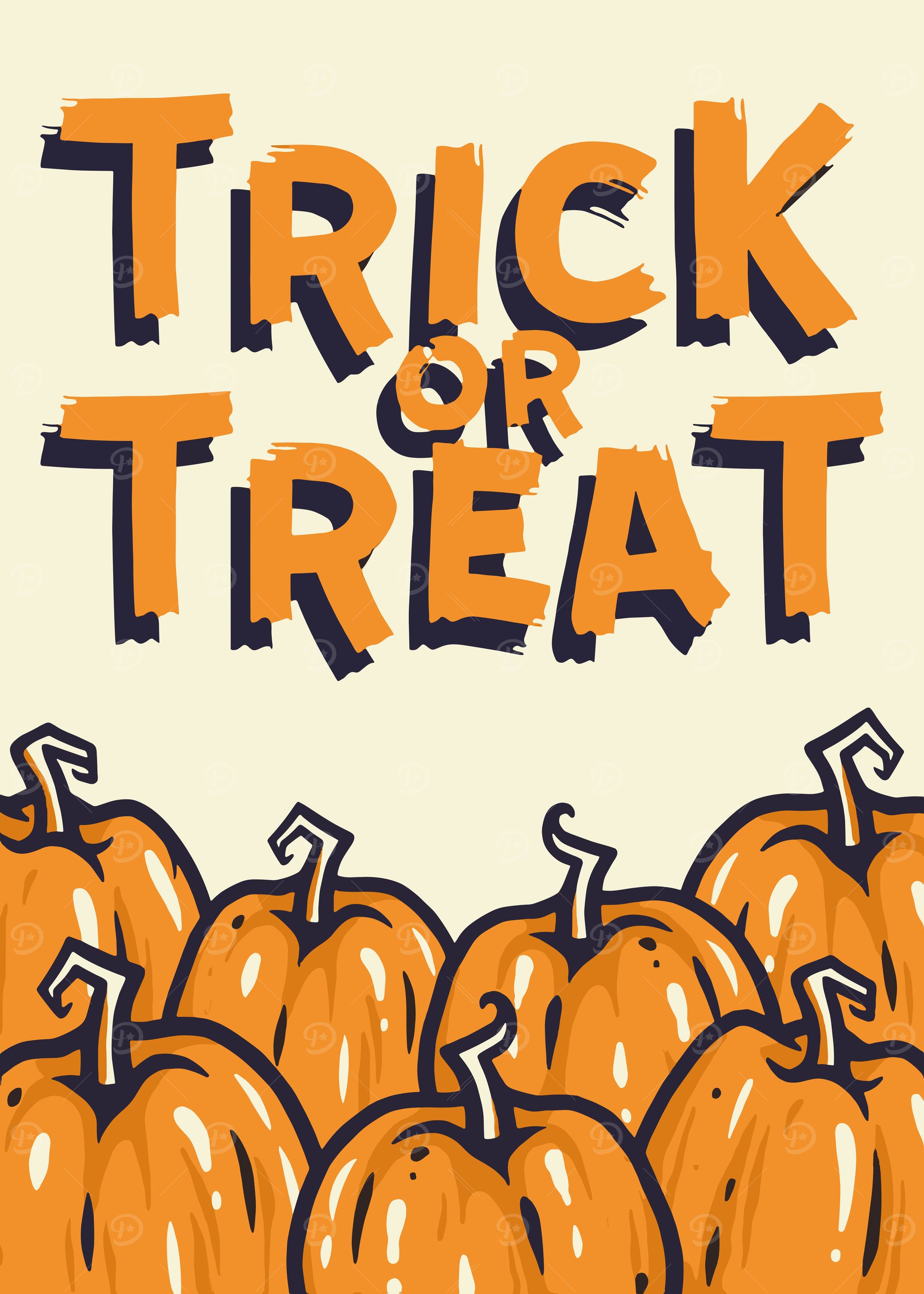 Trick or Treat Pumpkins Halloween Illustration