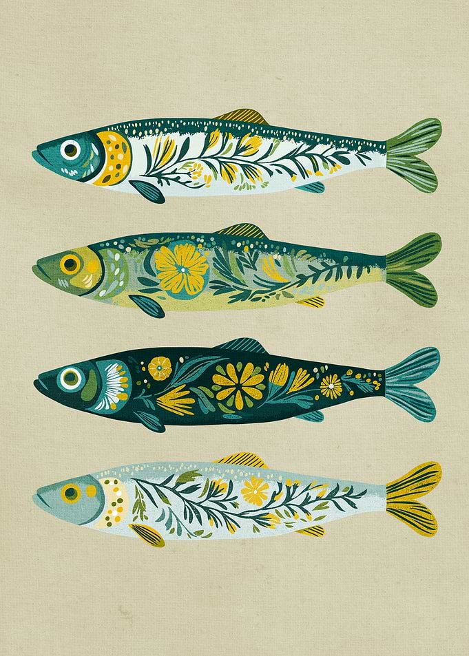 Coastal Floral Sage Green Sardines