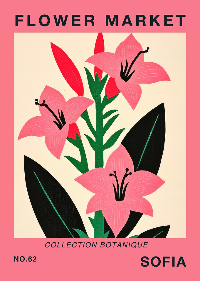 Sofia Flower Market Botanical Travel Poster