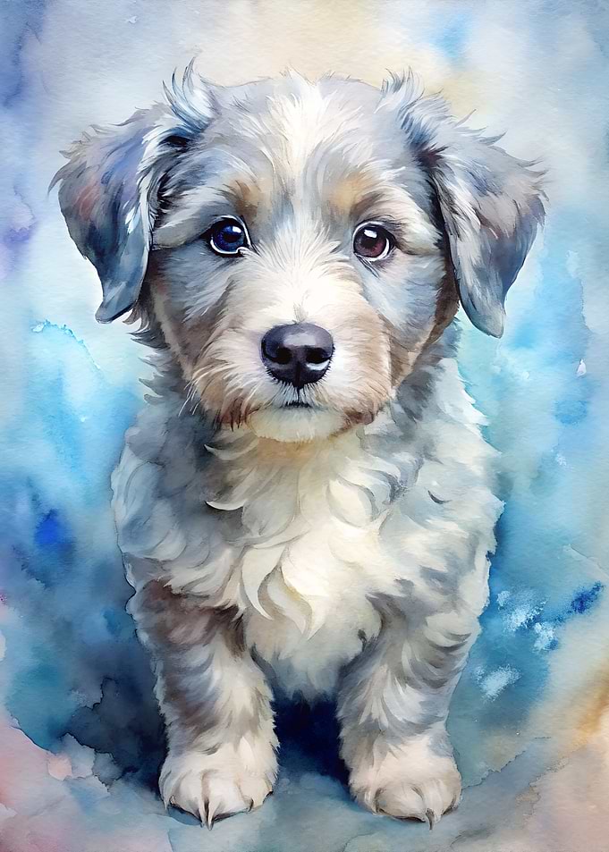 Watercolor Puppy Portrait