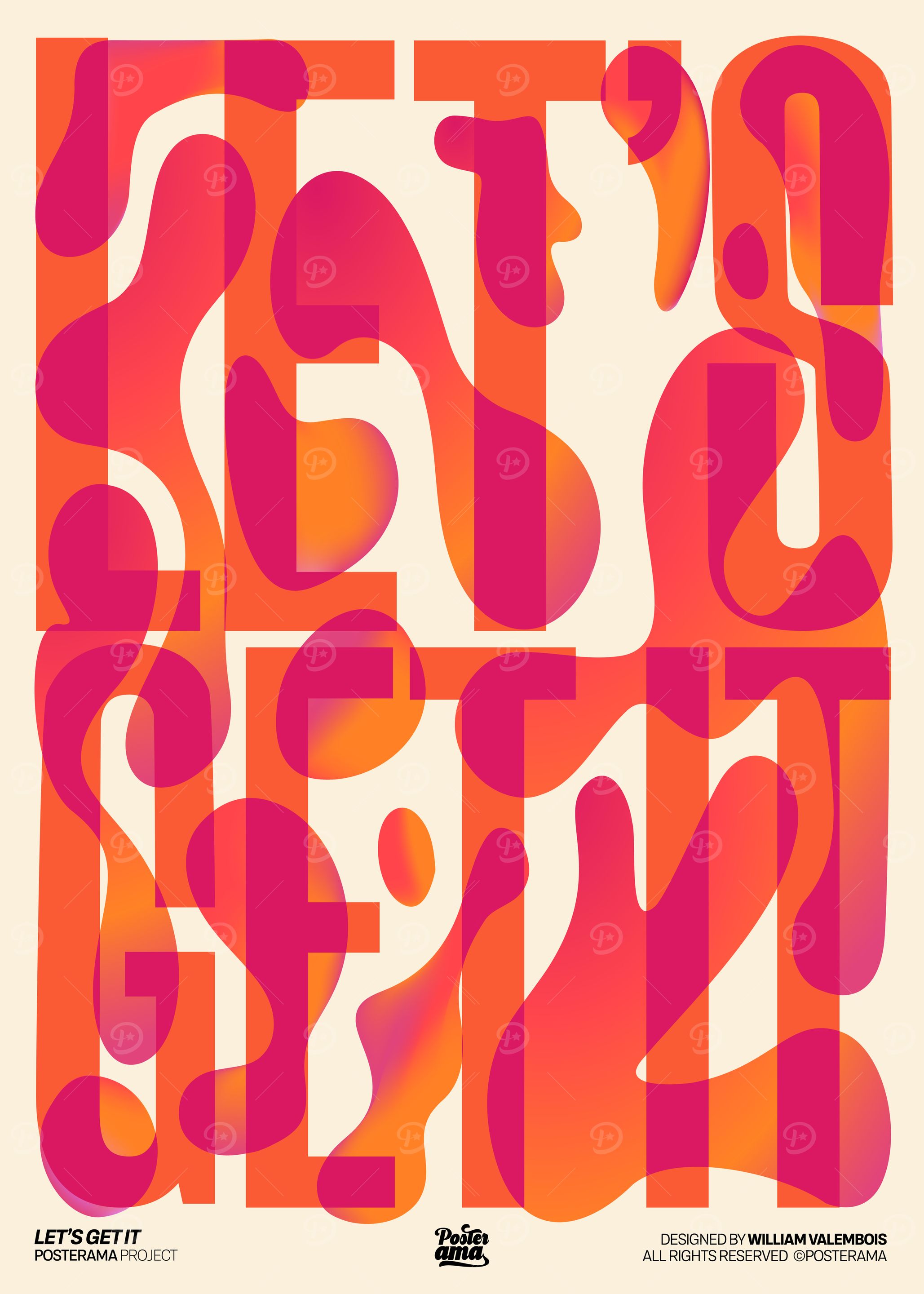 Let's Get It Retro Typography Poster – Mid-Century Modern Wall Art Print, Bold Graphic Decor