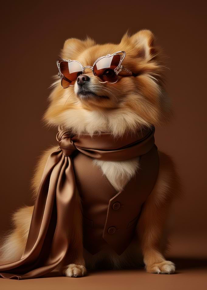 Stylish Pomeranian with Butterfly Sunglasses
