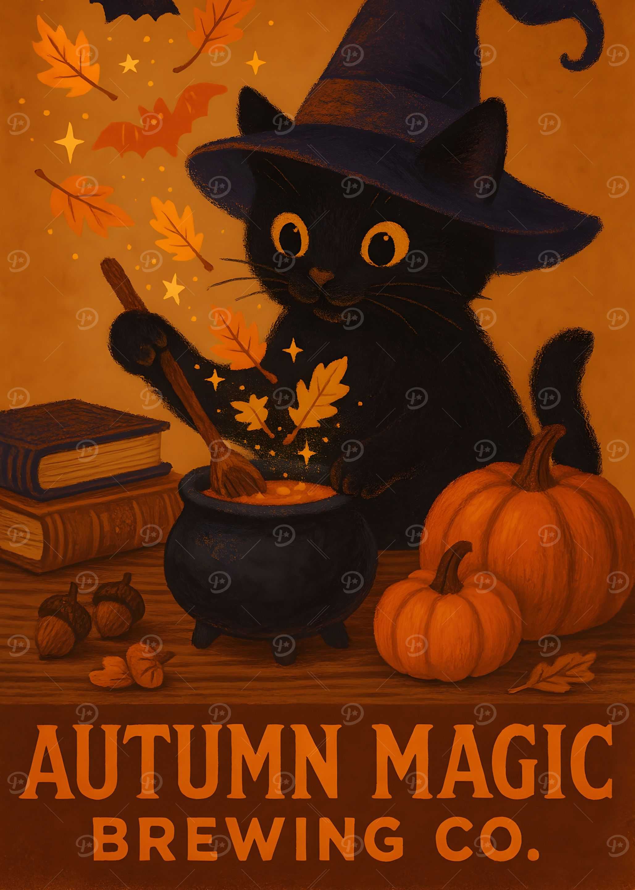 Cute Black Halloween Cat Witch