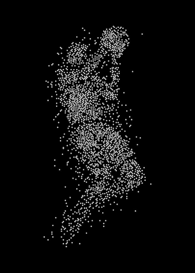 Abstract basketball Figure in White Dots on Black