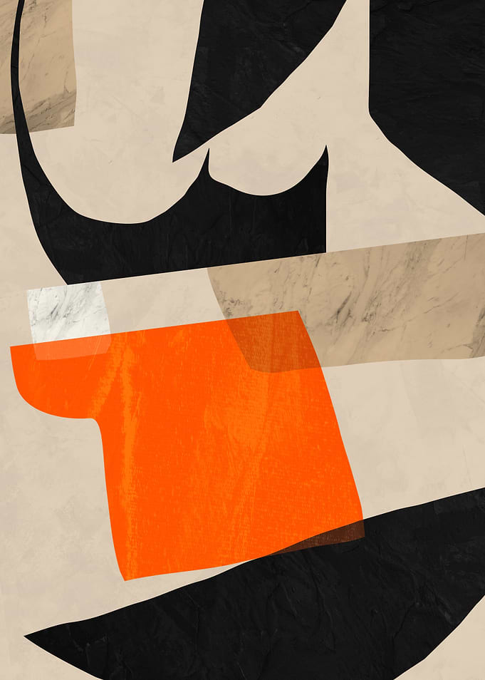 Abstract Shapes in Black, Orange, and Beige