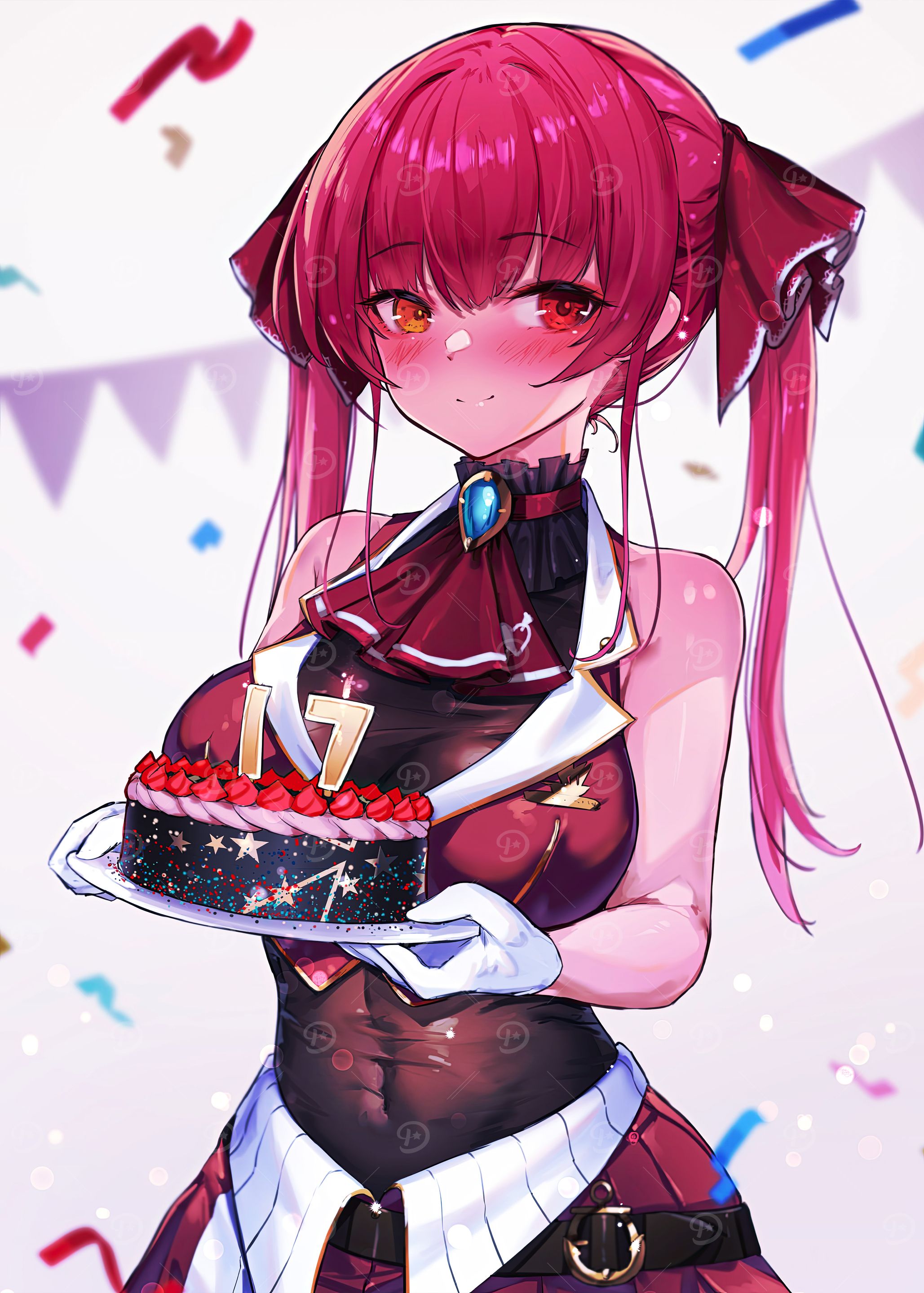 Anime Girl with Birthday Cake