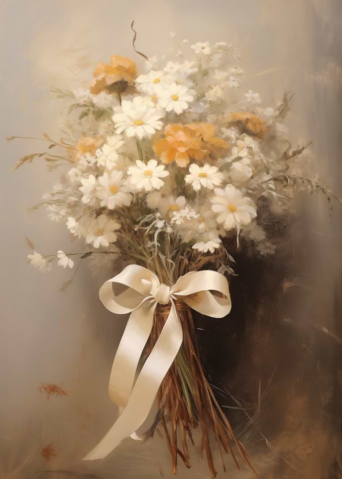 Floral bouquet with ribbon