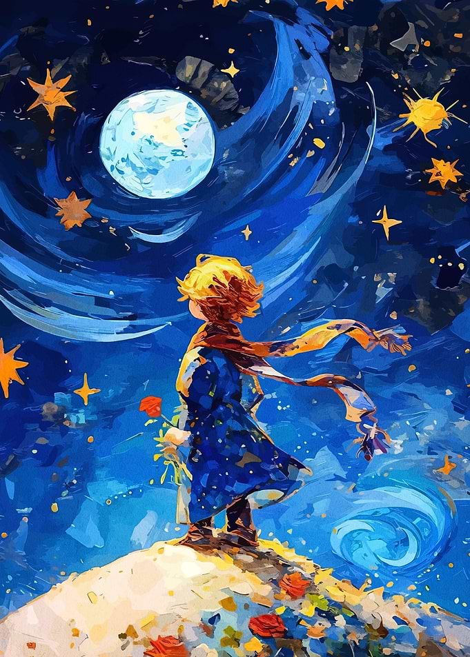The Little Prince under starry night