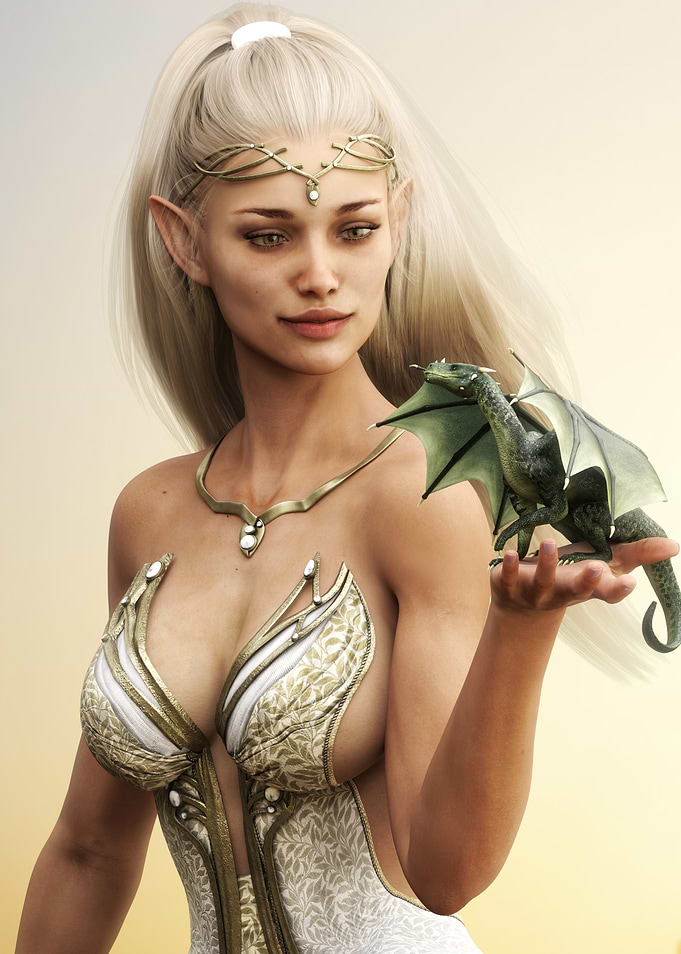Elf Princess with Dragon