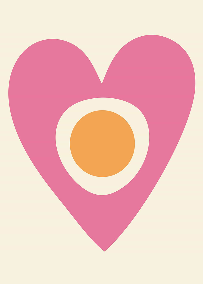 Pink Heart with Orange Circle - Preppy Poster