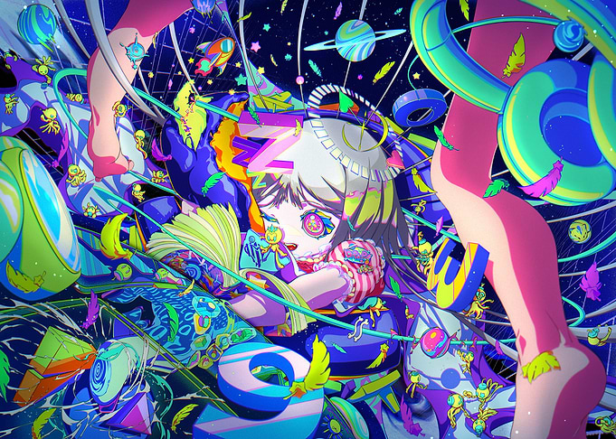 Colorful Anime Girl in Space