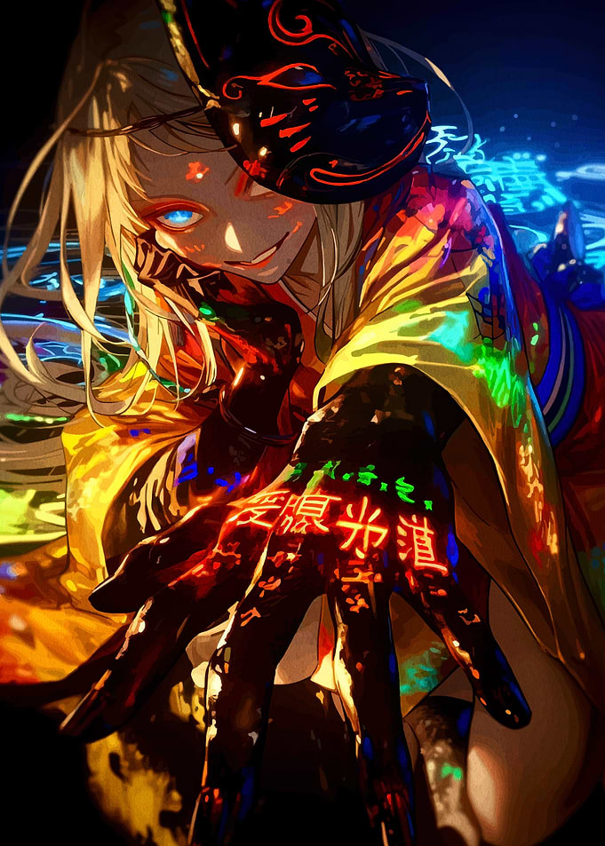 Anime Girl with Fox Mask