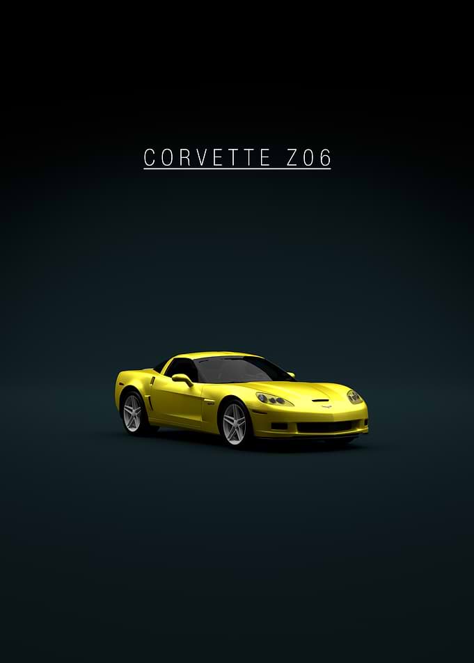 Yellow Corvette Z06 on Dark Background